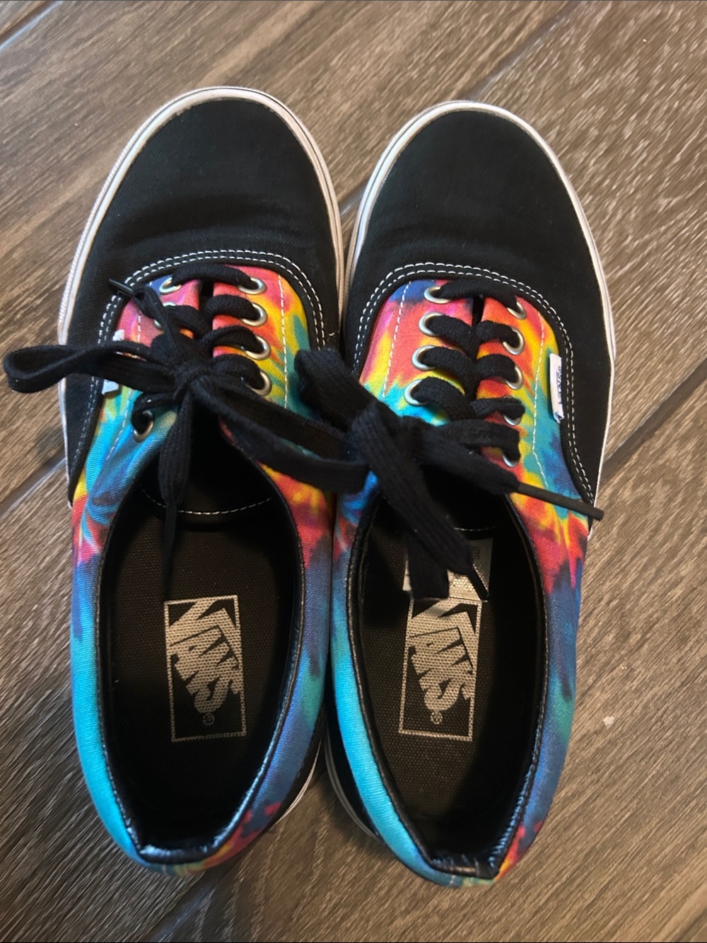 Vans Black Canvas Sneakers with Rainbow Tie-Dye Panels - Picture 9 of 11